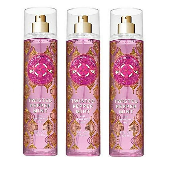 Lot of 3 Bath & Body Works Holiday Traditions Twisted Peppermint Fine Fragrance Mist 8 oz each (Twisted Peppermint)