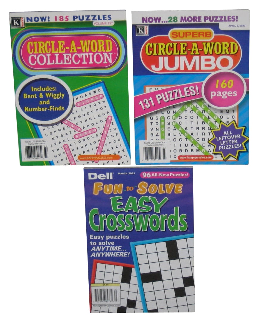 Lot of 3 Kappa Circle-A-Word Fun To Solve Easy Crossword Puzzle Books ...