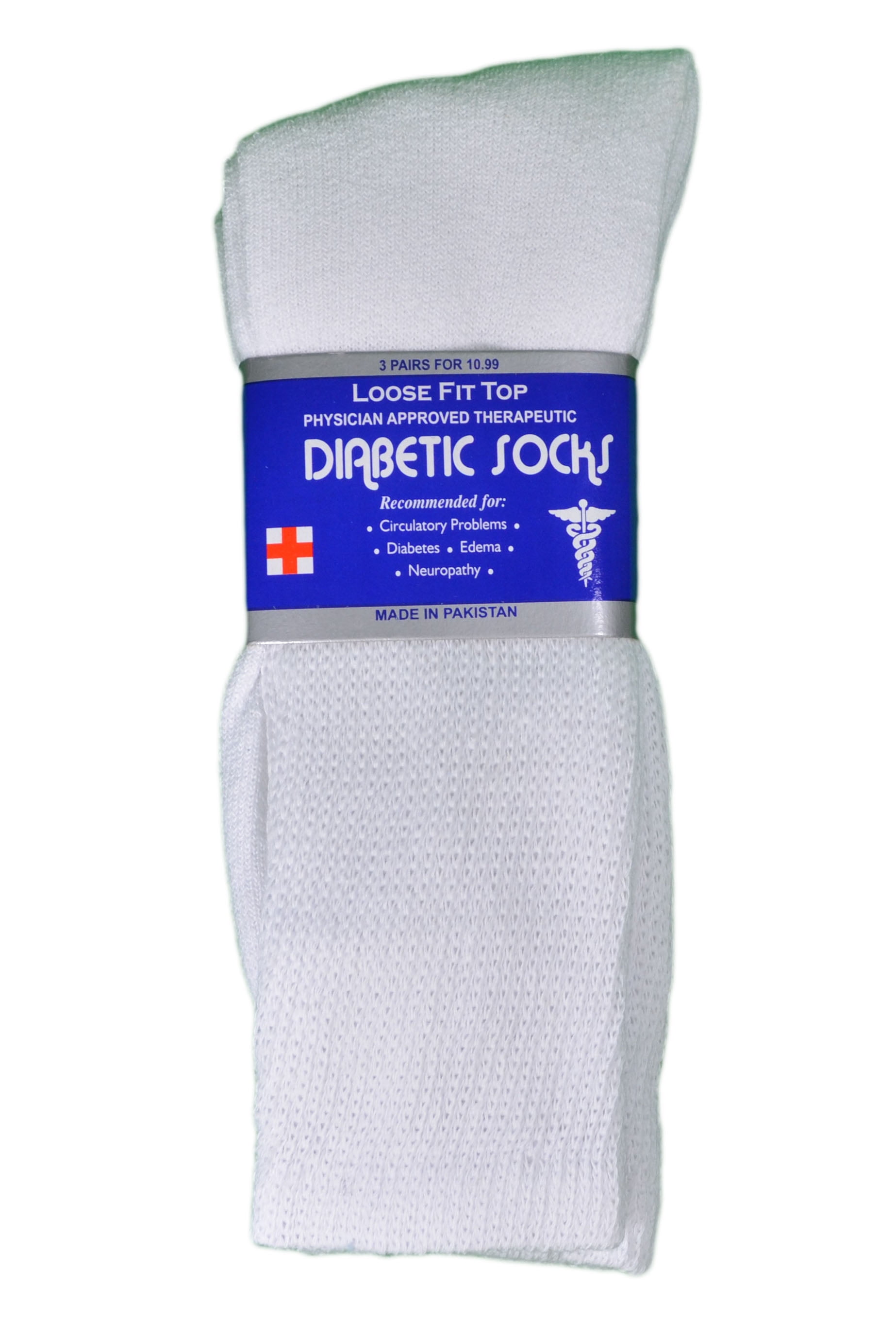 Lot of 3 Pairs Mens White Diabetic Socks Loose Fit Big Size 1315 Blue