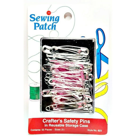 Lot of 3 Sewing Patch #823 Crafter's Safety Pins in Storage Case, 55 Count, Size 3