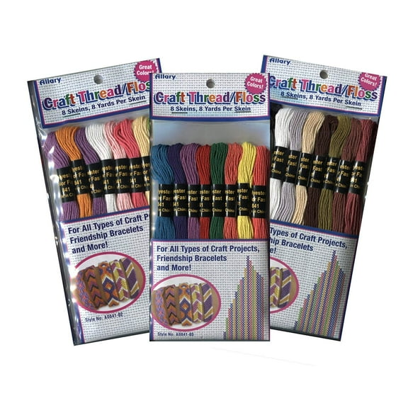 Lot of 3 Sewing Patch Craft Thread/Floss, 8 Count per Lot (Assorted Color)