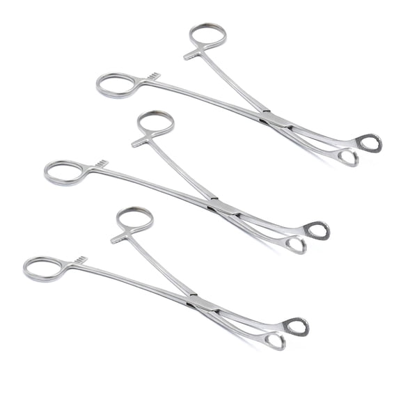 Lot of 3  Stainless Steel Spong Holding Forceps 9.5" Serrated Curved Economy Grade (Laja Brand) for Educational Use