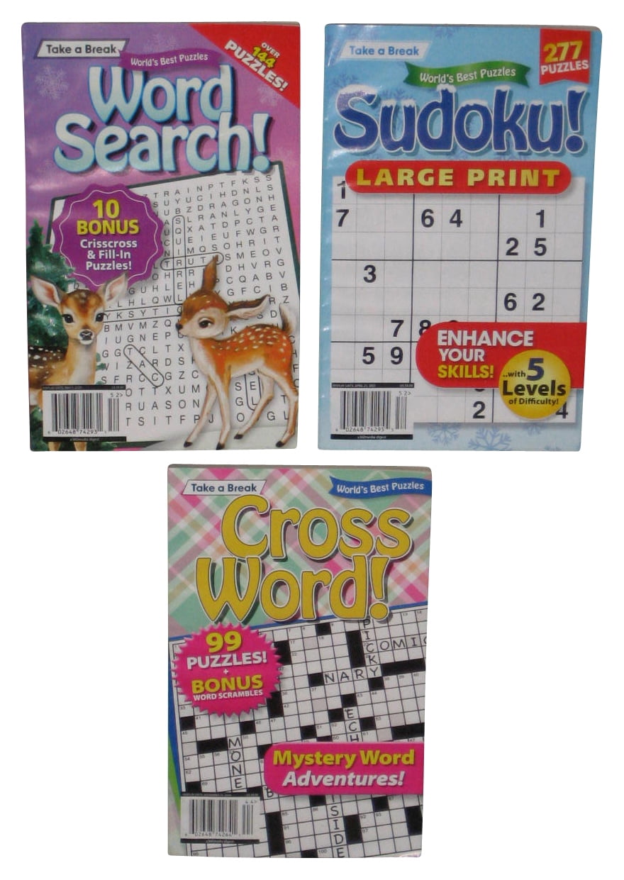 Lot of 3 Take A Break Sudoku Word Search Crossword Puzzle Books ...