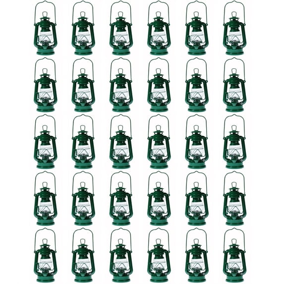 Lot of 30 - Hurricane Kerosene Oil Lantern Emergency Hanging Light Lamp - Green - 8 Inch