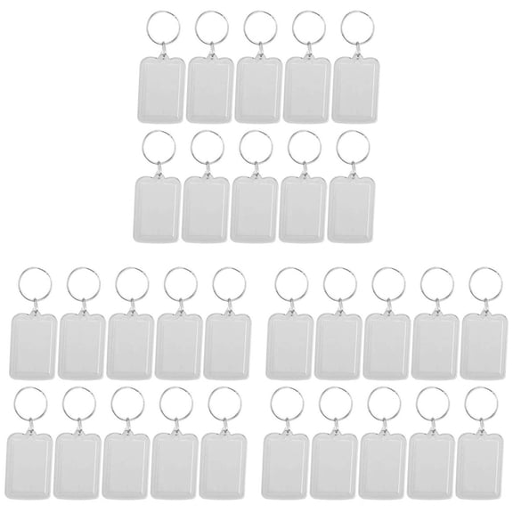 Lot of 30Pcs Keyring DIY Detachable White Rectangle Photo Frame Keyring 3.3x5cm