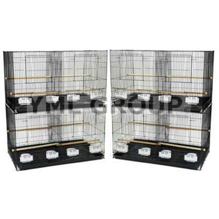 Lot of 4, .5 in. bar spacing small breeding cages with divider in Black.