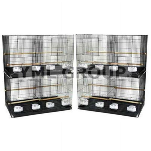 Lot of 4, .5 in. bar spacing small breeding cages with divider in Black.