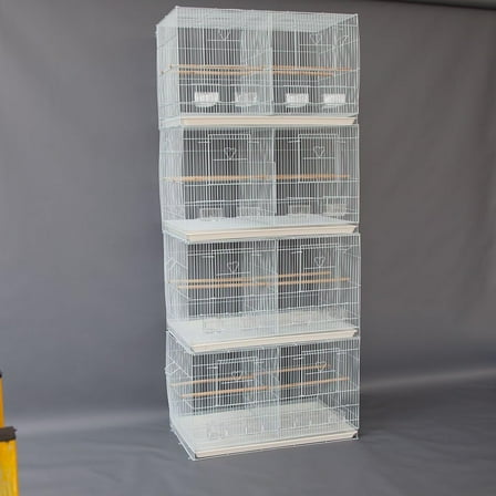 Lot of 4 Breeding Bird Carrier Cage with Dividor 30x18x18 for Parakeet Canary Finch Loverbird (White)