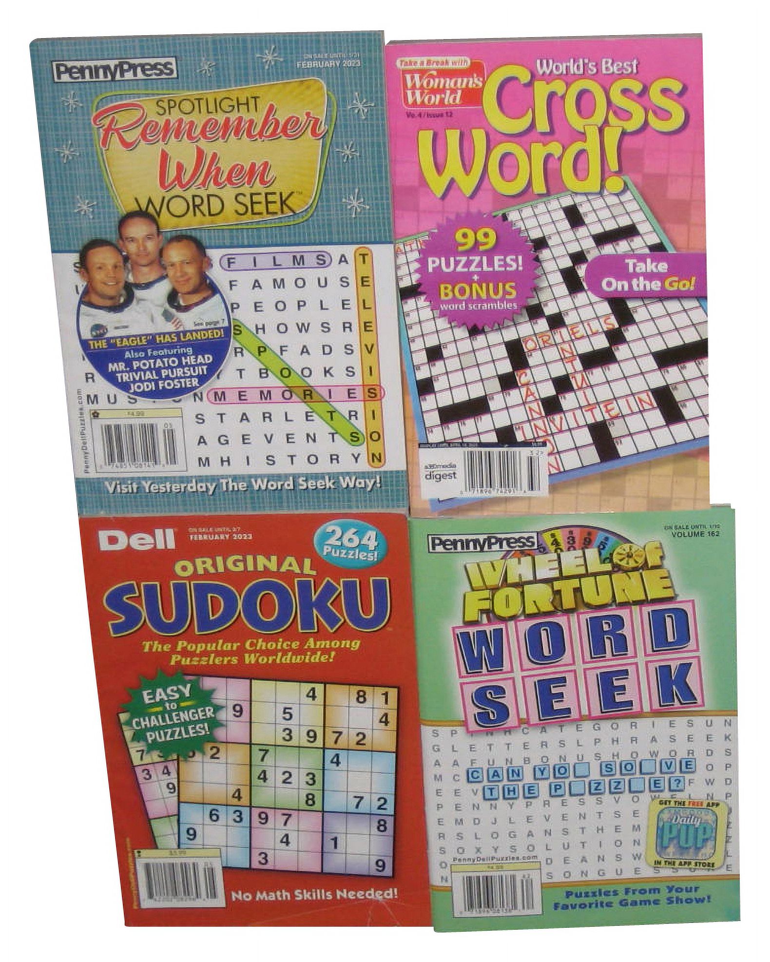 Lot of 4 Crossword Puzzle Books (Remember When Word Seek / Wheel of