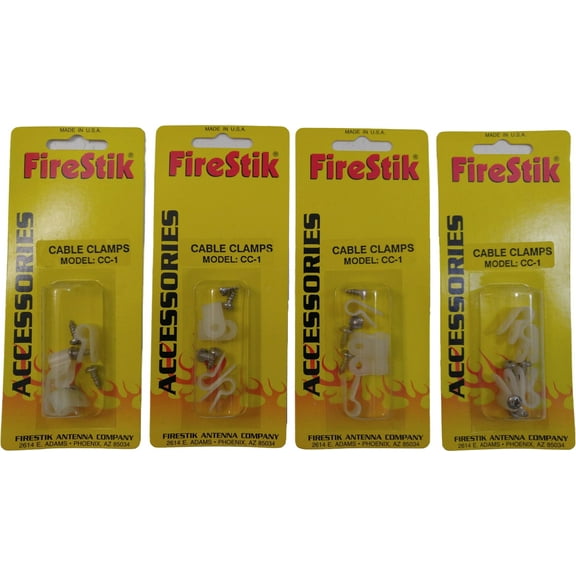 Lot of 4 Firestik CC-1 Clear Plastic CB Antenna Coax Cable Clamps 4 pcs Packs