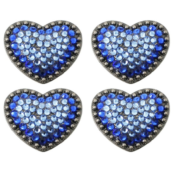 Lot of 4 Heart Love Conchos Concho Rhinestone Horse Saddle Western Blue CO44