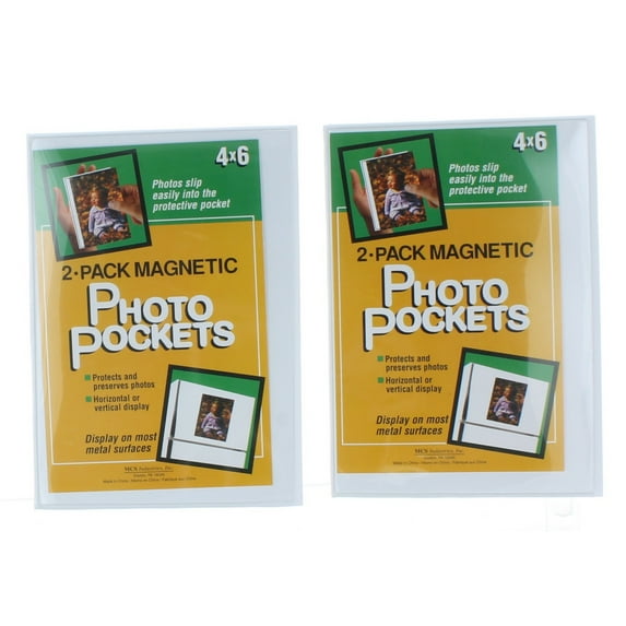 Lot of 4 Magnetic Photo Pockets 4" x 6" Sleeves Flexible Display Picture Frames
