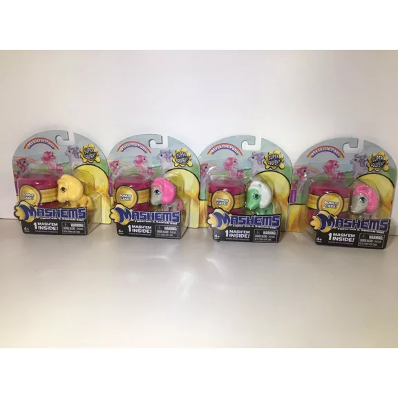 Lot of (4) My Little Pony MASHEMS Series 11 Yellow Green Gray With Pink Hair