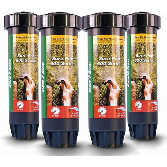(4)  Rain Bird SP40AP 4" 600-Series SurePop Pop-Up Sprinklers Adjustable 360-Degree Spray Pattern