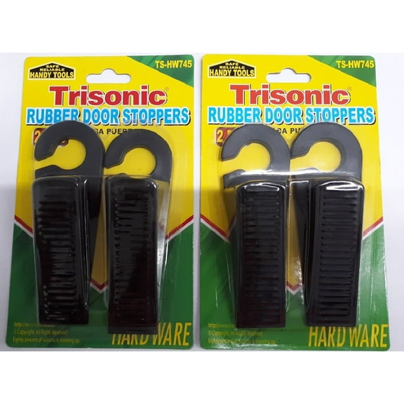 Lot of 4 Trisonic Black Rubber Wedge Doorstops With Door Hanger