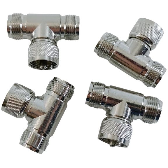 Lot of 4 Workman TAT CB / Ham Radio "T" Connector (Female-Male-Female) Adapters