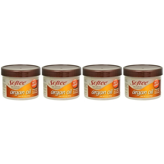 Lot of 4 jars of Softee Argan Oil Hair & Scalp Conditioner 3 oz/each