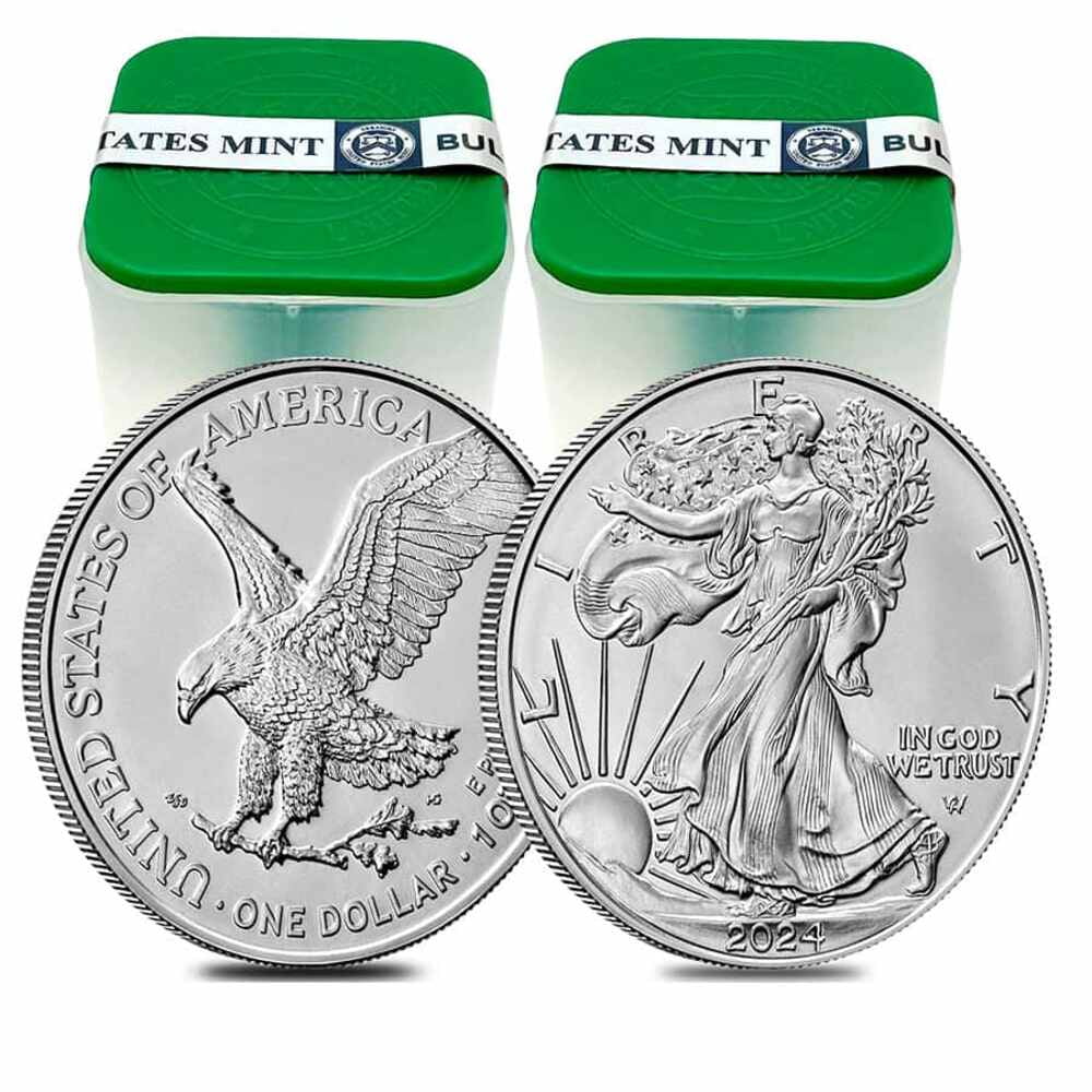 US Mint 2024 Silver American Eagle Coin BU, 1 oz, Lot of 40