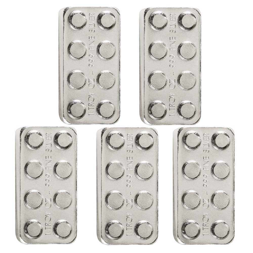 Lot of 5 - 1 Troy oz Silver Building Block Bar - Walmart.com