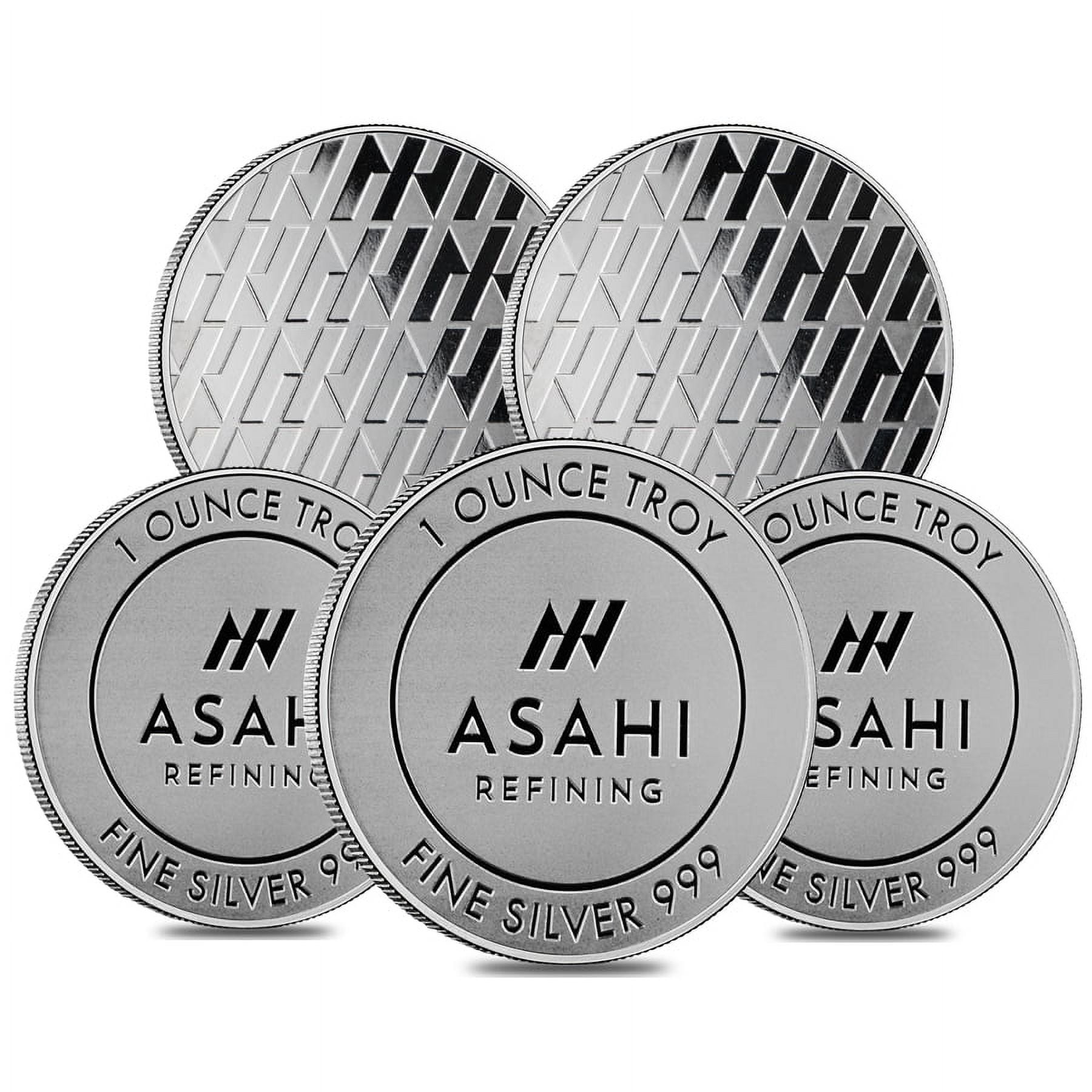 ASAHI INDUSTRY Lot of 5 - 1 oz Asahi Silver Round .999 Fine
