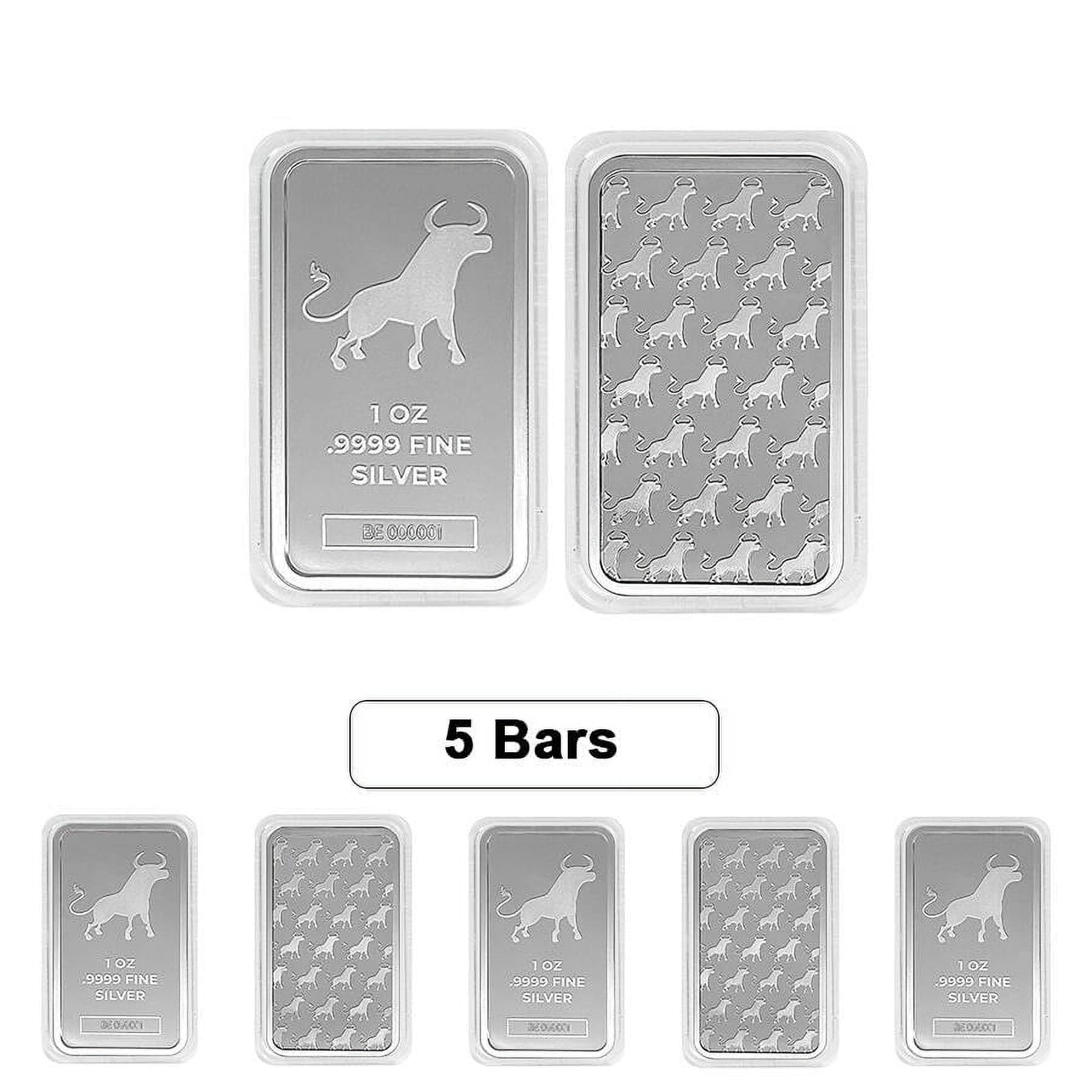 PRIVATE MINT Lot of 5 - 1 oz Bullion Exchanges Silver Bar .9999 Fine (in Cap)