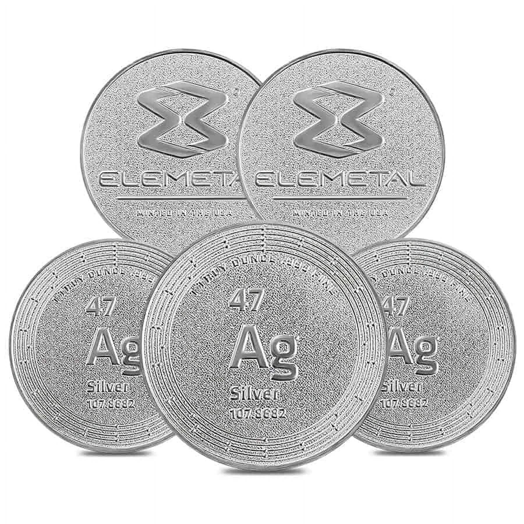 ELEMETAL MINT Lot of 5 - 1 oz Elemetal Silver Round .999 Fine