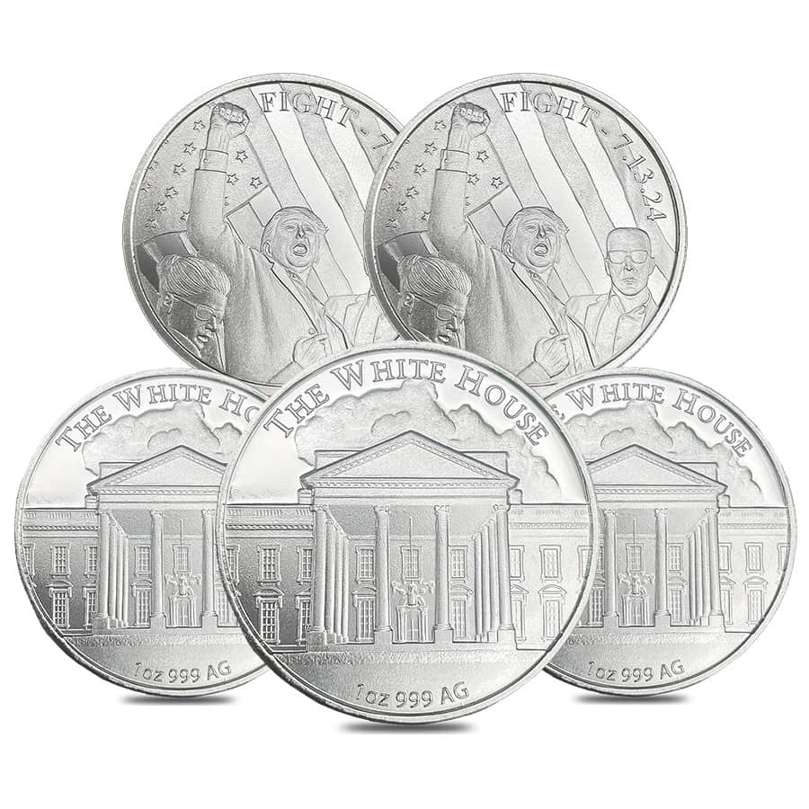 ELEMETAL MINT Lot of 5 - 1 oz President Fight Silver Round .999 Fine