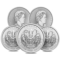 Lot of 5 2020 2 oz Royal Canadian Creatures of the North Series The Kraken Silver Coin BU