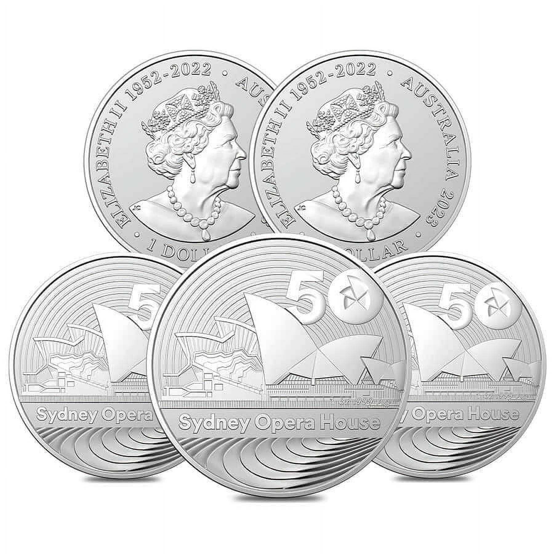 Lot of 5 - 2023 1 oz Silver Sydney Opera House 50th Ann. Coin BU Royal Australian Mint