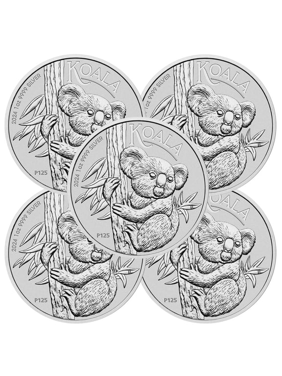 Lot of 5 - 2024 $1 Silver Australian Koala 1 oz Brilliant Uncirculated