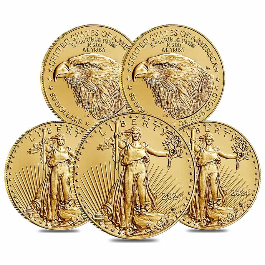 American Eagle 2024 One Ounce Gold Uncirculated Coin Lot of 5 - 2024 1 oz Gold American Eagle $50 Coin BU - Walmart.com