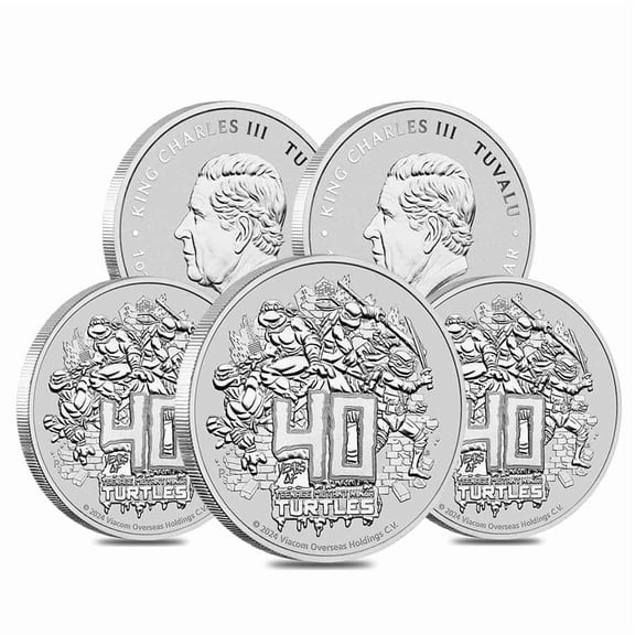 Lot of 5 - 2024 1 oz Tuvalu Teenage Mutant Ninja Turtles 40th Ann. Silver Coin BU