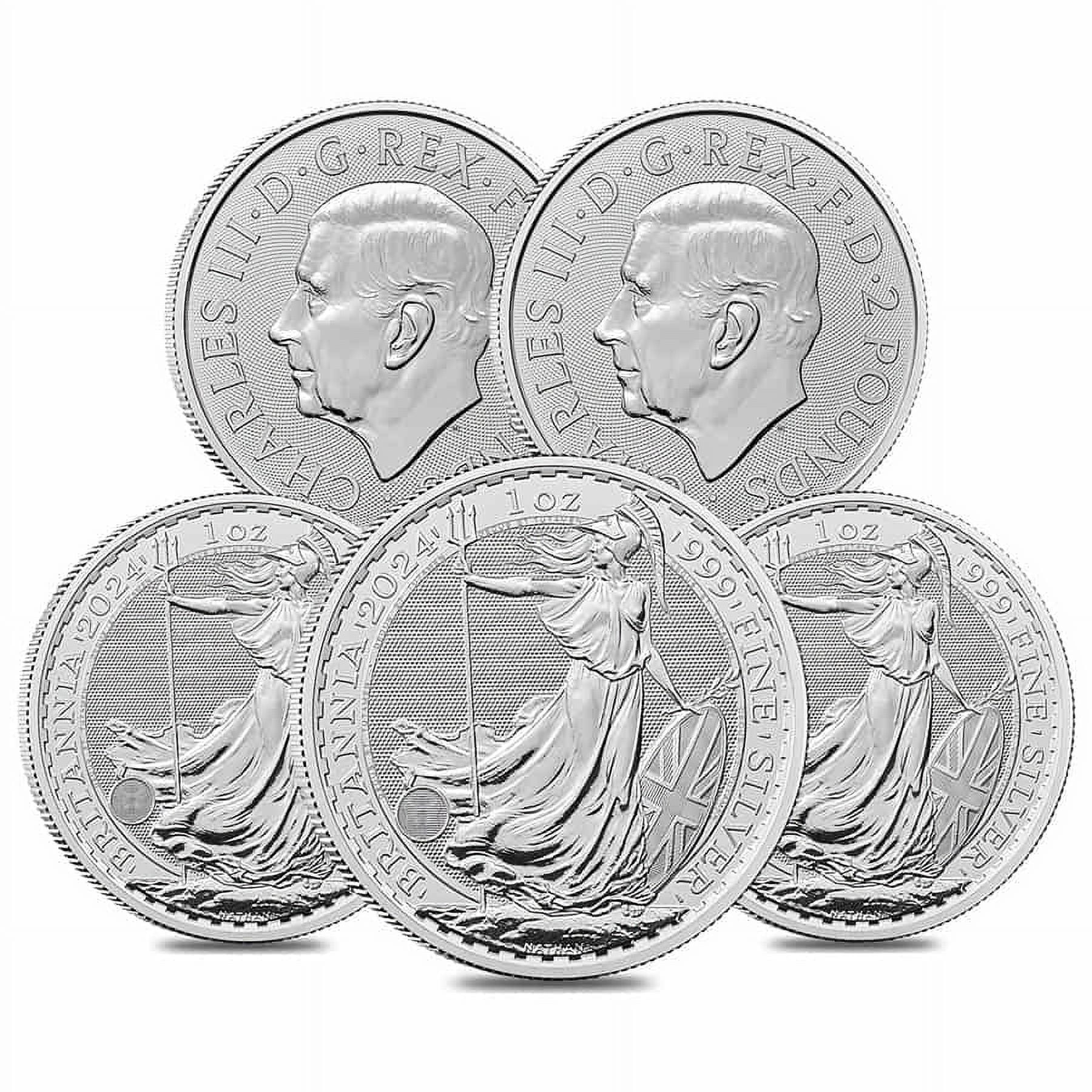 BRITISH ROYAL MINT Lot of 5 - 2024 Great Britain 1 oz Silver Britannia BU