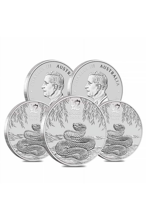 Lot of 5 - 2025 1/2 oz Silver Lunar Snake BU Australian Perth Mint