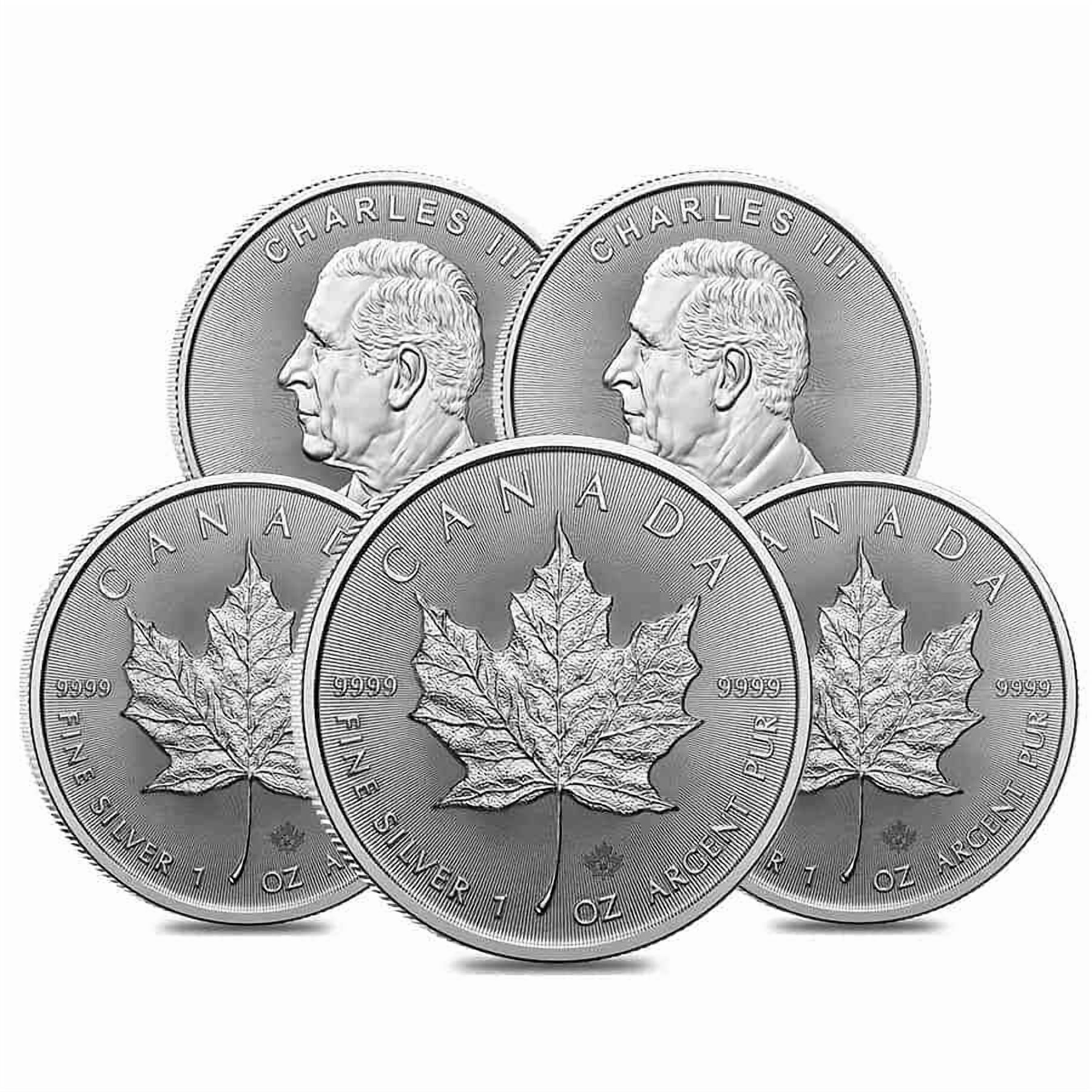ROYAL CANADIAN MINT Lot of 5 - 2025 1 oz Canadian Silver Maple Leaf Coin BU