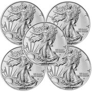 Lot of 5 - 2026 1 oz .999 Fine Silver American Eagle $1 Coin BU
