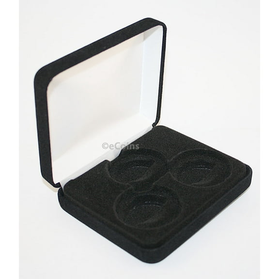Lot of 5 Black Felt COIN DISPLAY GIFT METAL BOX holds 3-IKE or Silver Eagle SQ