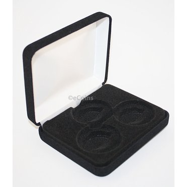 Lot Of 5 Black Felt Coin Display Metal Boxes – Holds 3 Ike Or Silver Eagle – SQ