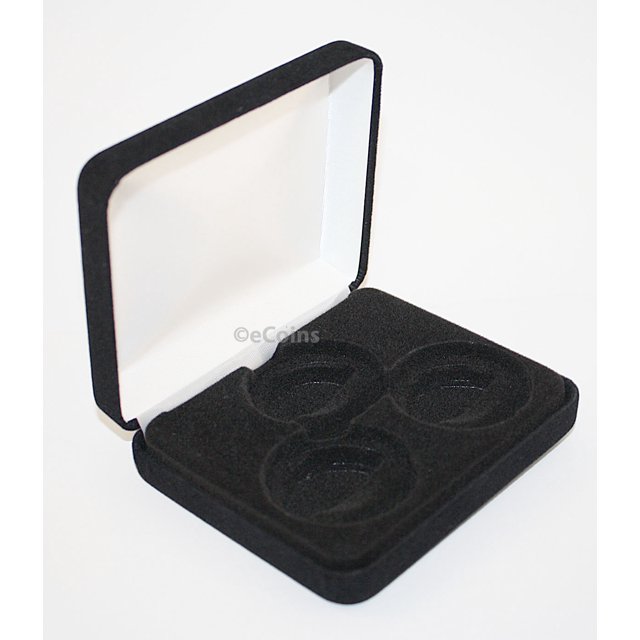 Lot Of 5 Black Felt Coin Display Metal Boxes – Holds 3 Ike Or Silver Eagle – SQ