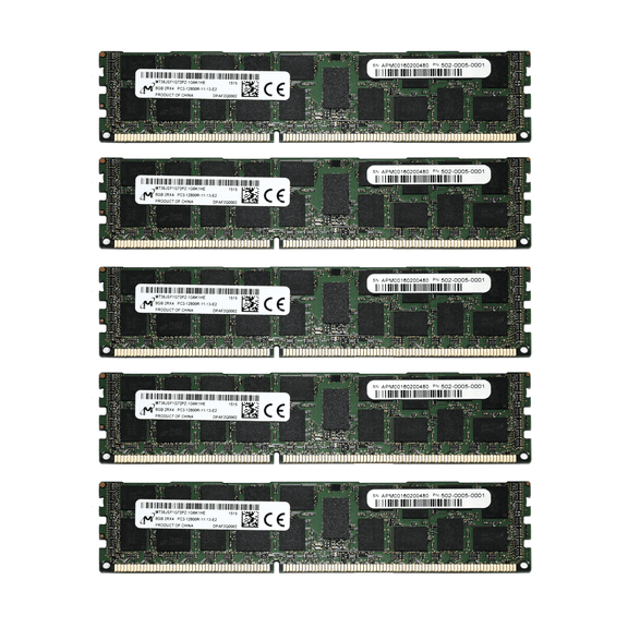 Lot of 5 Micron 8GB DDR3-1600 PC3-12800R ECC Registered Server RAM Kit
