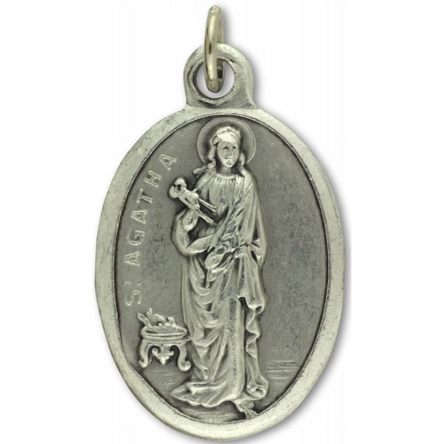 Lot of 5 Saint Agatha Medal Patron Saint Medal (Breast Cancer) 1 inch (St Agatha