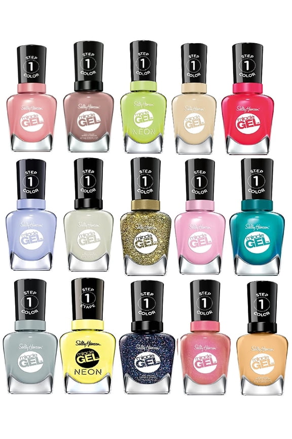Lot of 5, Sally Hansen Miracle Gel Salon Quality Nail Polish | Gel-Like Formula, Two-Step System, No UV Light Needed, Long Lasting, Assorted Colors