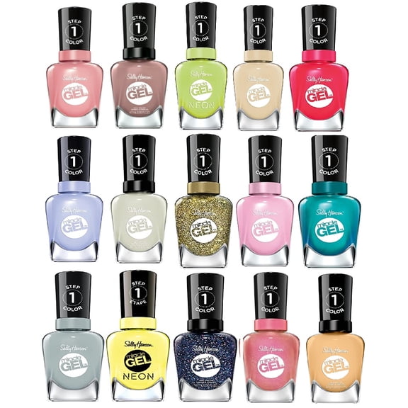 Lot of 5, Sally Hansen Miracle Gel Salon Quality Nail Polish | Gel-Like Formula, Two-Step System, No UV Light Needed, Long Lasting, Assorted Colors