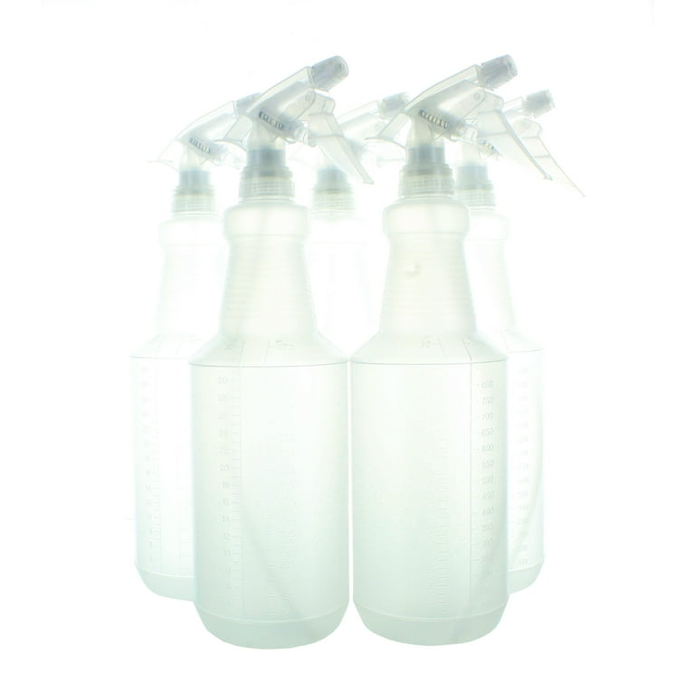 Lot of 5 Spray Bottles 32 oz. Trigger Sprayer Frosted Plastic With Ounces  and ML