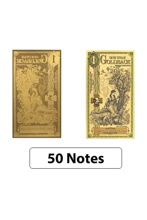 Lot of 50 - 1 Utah Goldback 1/1000 oz 24K Gold Foil Aurum Note