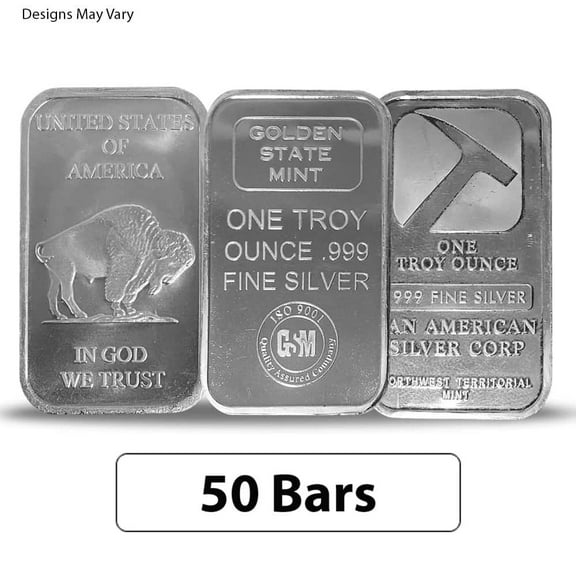 Lot of 50 - 1 oz Generic Silver Bar .999 Fine