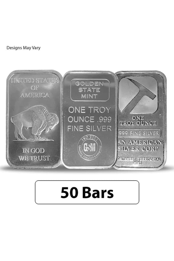 Lot of 50 - 1 oz Generic Silver Bar .999 Fine