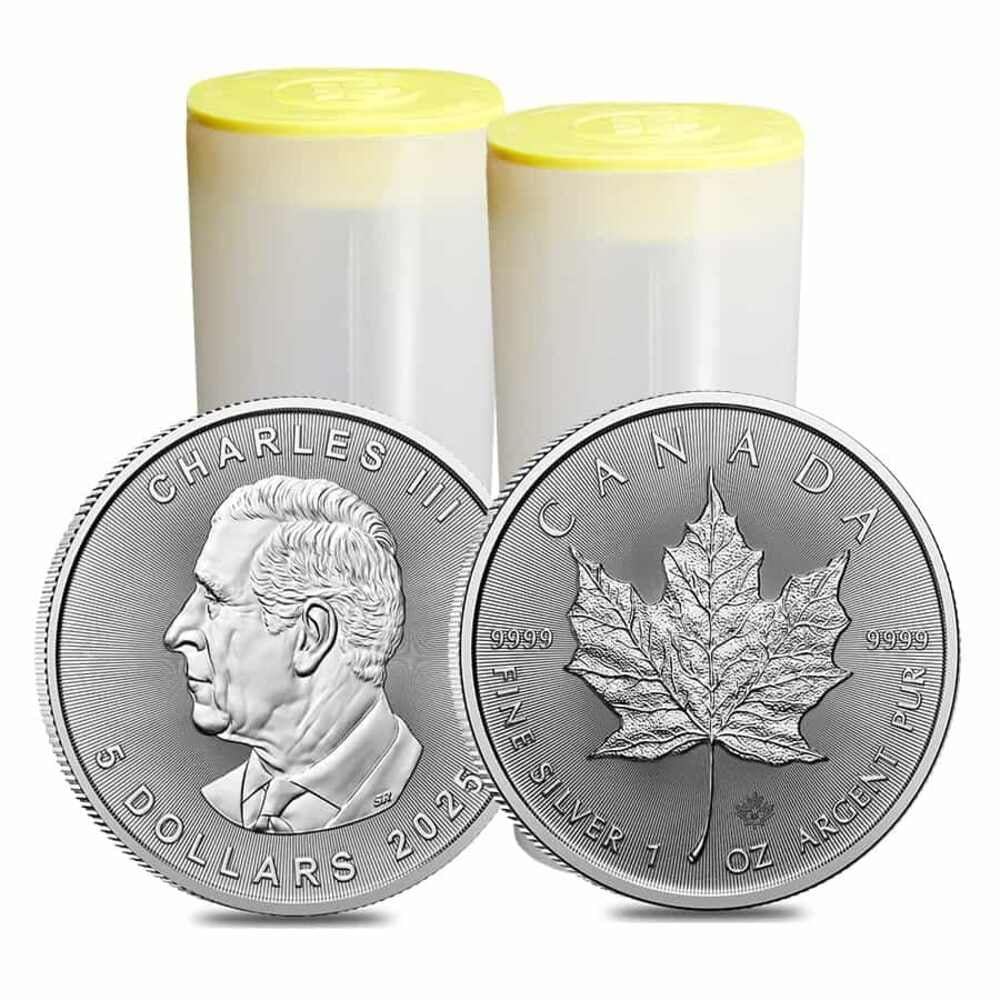 ROYAL CANADIAN MINT Lot of 50 - 2025 1 oz Canadian Silver Maple Leaf Coin BU
