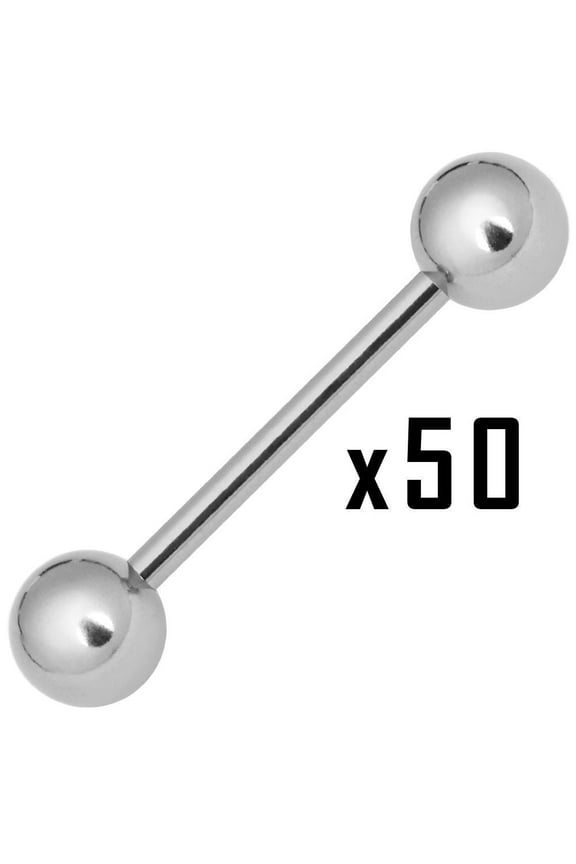 Lot of 50 Piercing Barbell 14G - Ear, Nipple,Tongue - 316L Surgical Steel