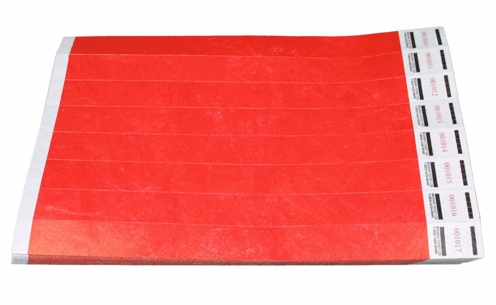 Lot of 500 Solid Red Wristbands Event Admission Wrist Bands